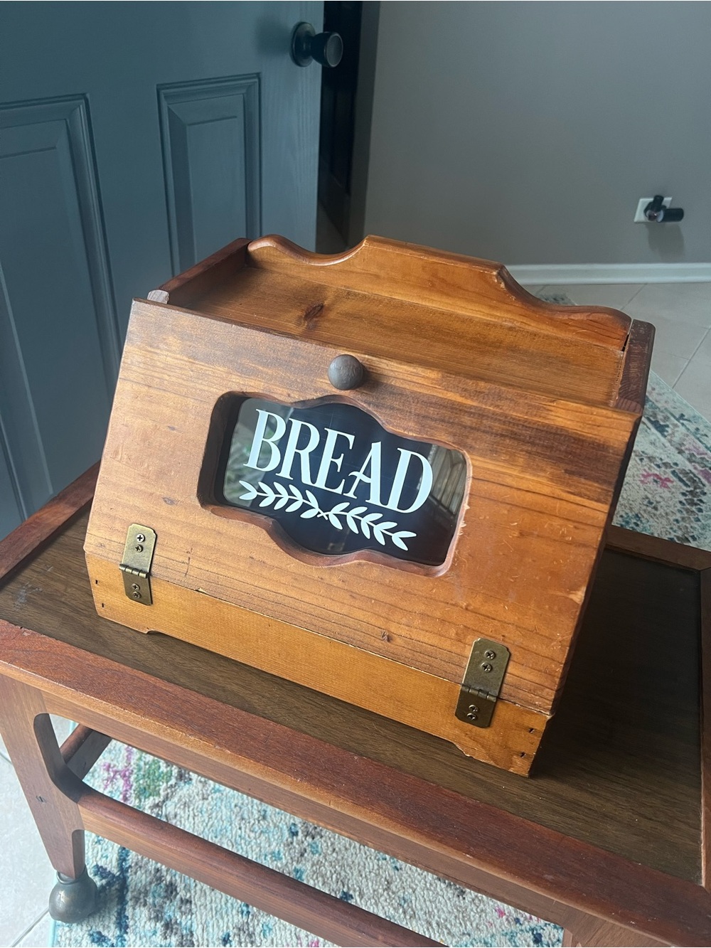 Vintage Wooden Bread Box with Window